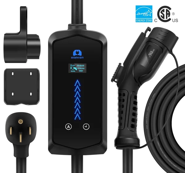 WOSHION EV Charger Level 2 Electric Car Charger, 40 Amp 25 Foot for Electric Vehicle, NEMA 14-50 EV Charger J1772, CSA & UL Standards, Energy Star Potable EVSE - MadeInUSA