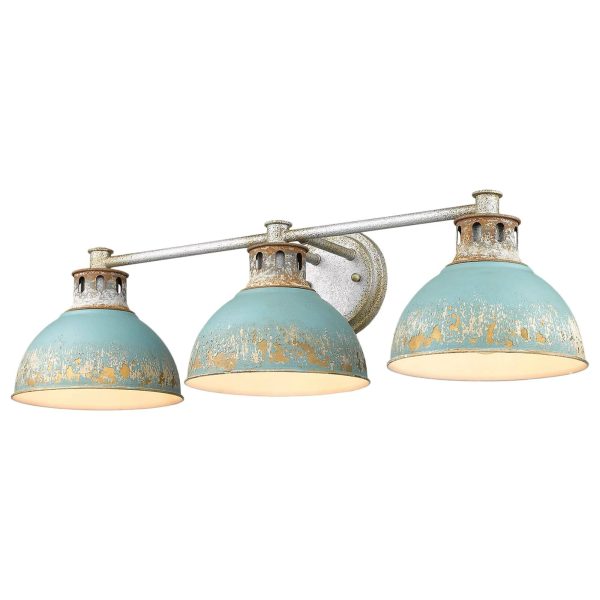 Golden Kinsley 3 Light Bath Vanity 0865 Ba3 AGV Teal (Aged Galvanized Steel) - MadeInUSA