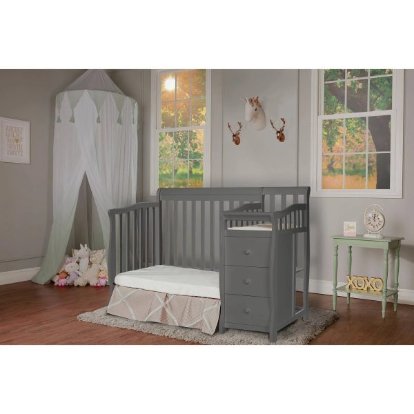 Dream On Me Jayden 4 in 1 Mini Convertible Crib and Changer Storm Grey - MadeInUSA - Image 5