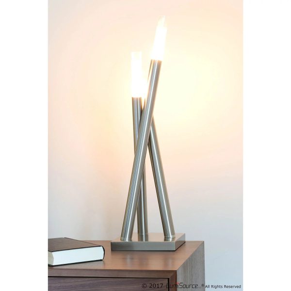 Icicle Contemporary Chrome Table Lamp in Brushed Nickel - MadeInUSA