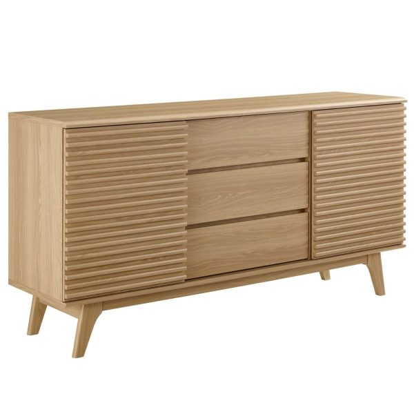 Modway Render 63 inch Sideboard Buffet Table or TV Stand, Oak, Size: 17.5 x 63 x 32.5 - MadeInUSA