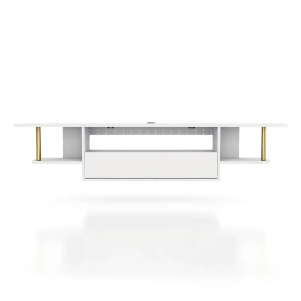 Furniture of America Haft Wood 63"Length Floating TV Console in White - MadeInUSA - Image 3