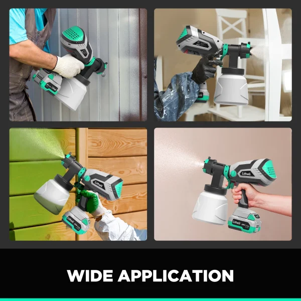 Litheli 20V Cordless Paint Sprayer Gun, HVLP Paint Sprayers Battery Powered Paint Gun with 4.0 Ah Battery & Charger - MadeInUSA - Image 5