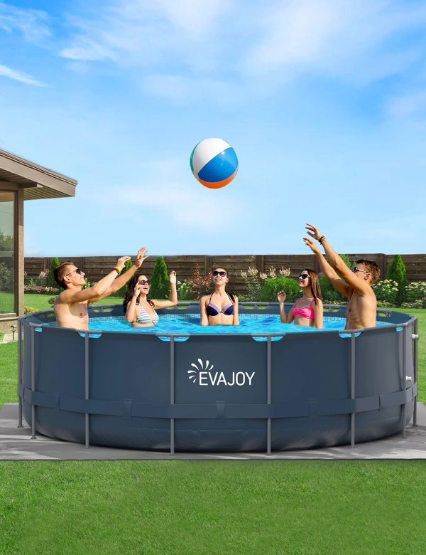 Evajoy 16ft x 48in Metal Frame Swimming Pool Set, Round Above Ground Pool Set with 2000 GPH Sand Filter Pump, Pool Ladder, Ground Cloth, Pool Cover - MadeInUSA - Image 3