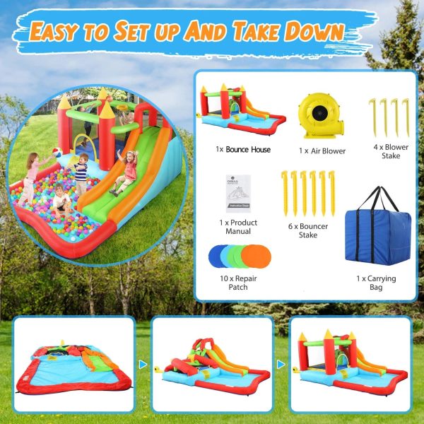 HYPOAI Bounce House,Inflatable Bounce Castle with Blower for Kids 3-12,Outdoor/Indoor Bouncy House Water Park for Backyard with Splash Slide - MadeInUSA - Image 4