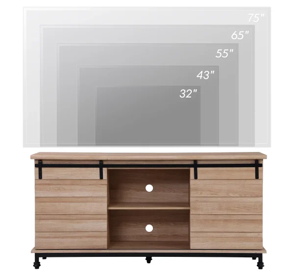 Farmhouse TV Cabinet Entertainment Center for TV's up to 65 inch,Oak - MadeInUSA - Image 5