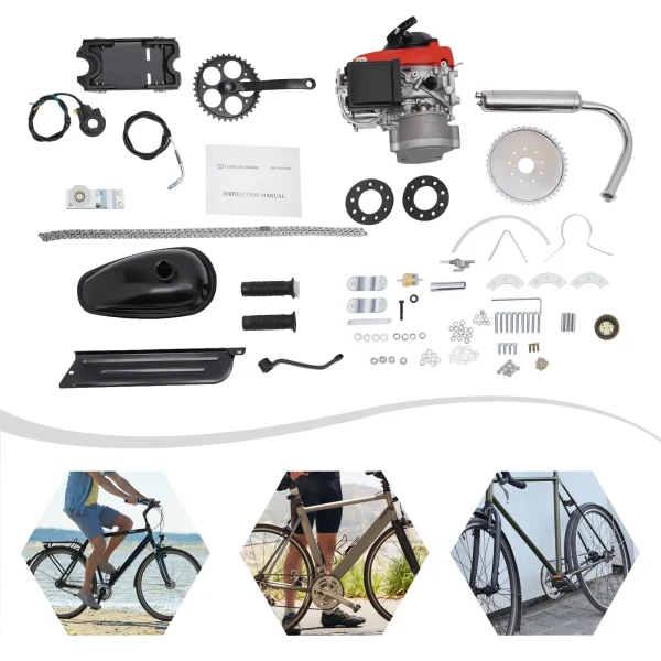 Anqidi Full Set 4-Stroke 53CC Bicycle Engine Kit Gas Motorized Bike Electric Bicycle Engine Motor Complete Kit Gasoline Powered Engine TCI Ignition 1.5KW 6800Rpm - MadeInUSA - Image 2