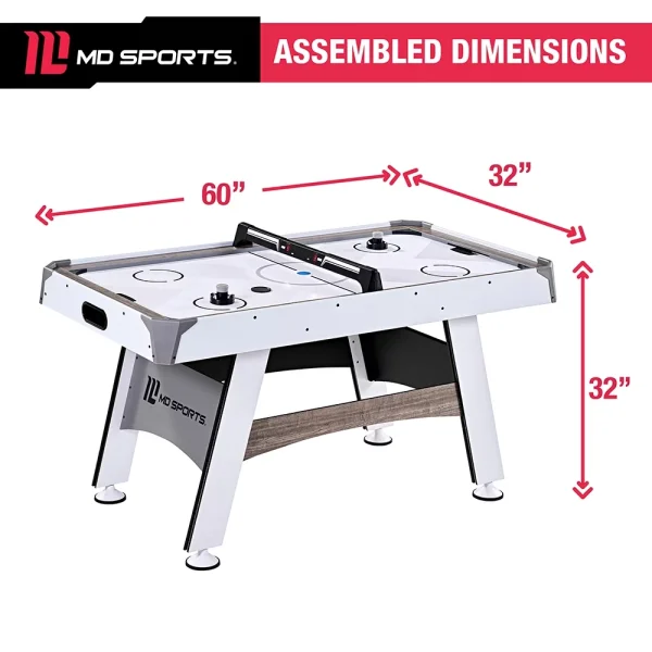 MD Sports 5 ft. Air Powered Hockey Table with Overhead Electronic Scorer, 60 x 32 x 32 - MadeInUSA - Image 2