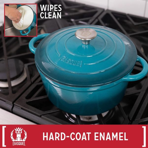 Basque Enameled Cast Iron Nonstick Cookware 7 Piece Set Biscay Blue - MadeInUSA - Image 4