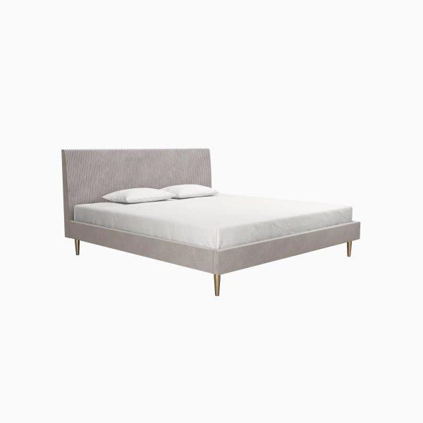 Mr. Kate Daphne Upholstered Modern Platform Bed - Ivory Velvet - Queen - MadeInUSA - Image 10
