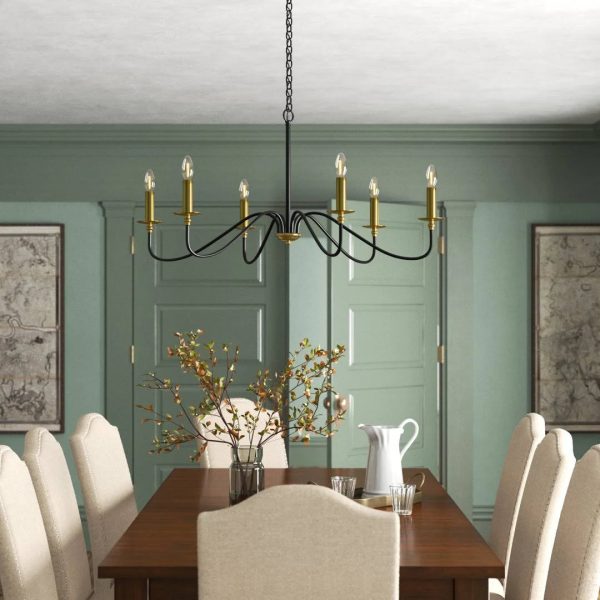 Ableton 6 - Light Candle Style Classic / Traditional Chandelier Birch Lane Finish: Black/Brass, Size: 25" H x 48" W x 48" D - MadeInUSA - Image 8