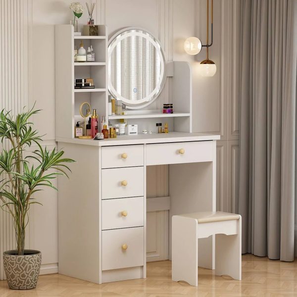 FUFU&GAGA 31.5-in White Makeup Vanity - MadeInUSA