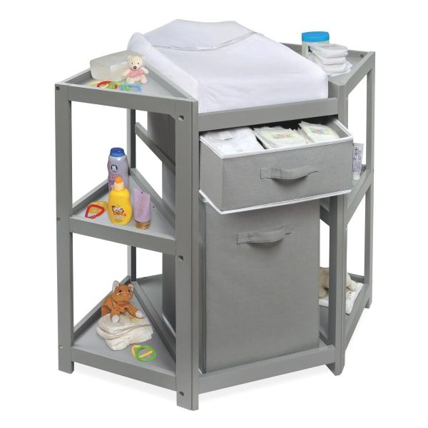 Badger Basket Diaper Corner Baby Changing Table, Gray - MadeInUSA - Image 3