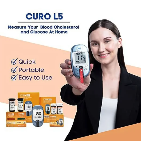 CURO L5 Digital Cholesterol Test Kit Home (Device & 10 Total Cholesterol Strips Included) - MadeInUSA - Image 4