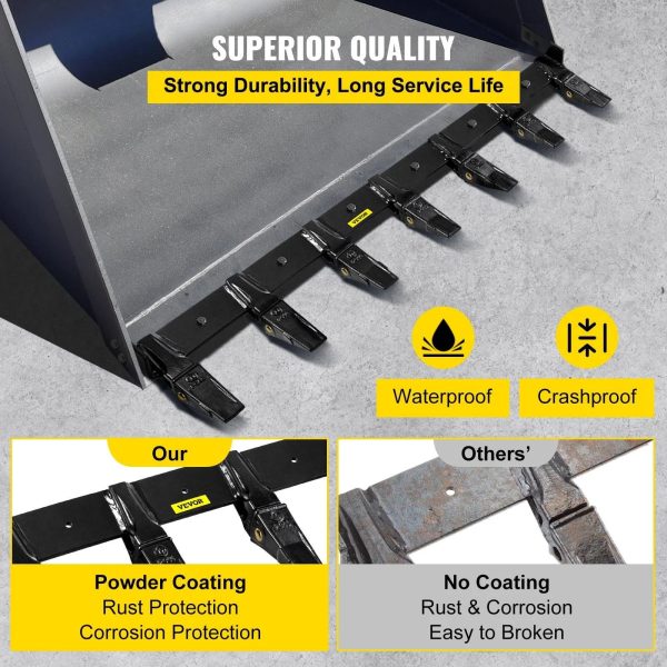 VEVOR Bucket Tooth Bar Bolt on Tractor Bucket Teeth 72'' Bucket Width Tooth Bar - MadeInUSA - Image 2