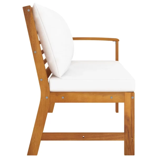 Anself Outdoor Bench with Cushion and Left Armrest Patio Porch Chair Acacia Wood for Backyard, Balcony, Park, Lawn, School Playground, College 45.1 x 23.8 x 31.9 Inches (W x D x H) - MadeInUSA - Image 3