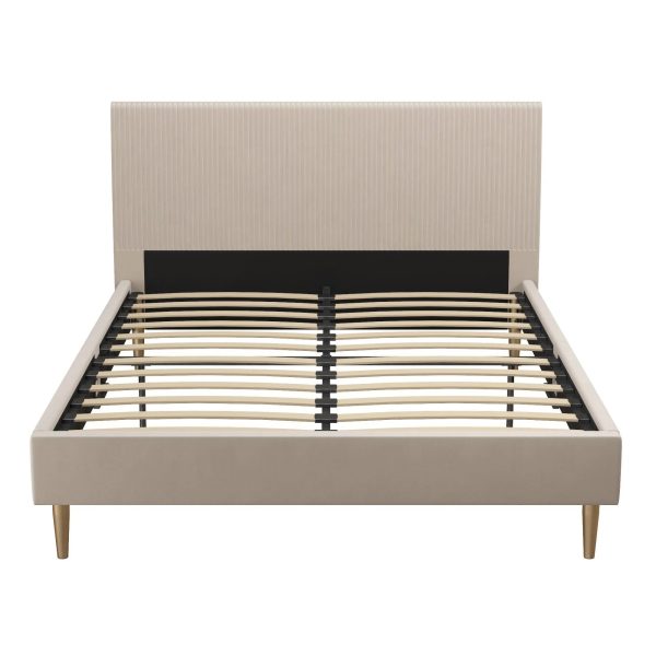Mr. Kate Daphne Upholstered Modern Platform Bed - Ivory Velvet - Queen - MadeInUSA - Image 6