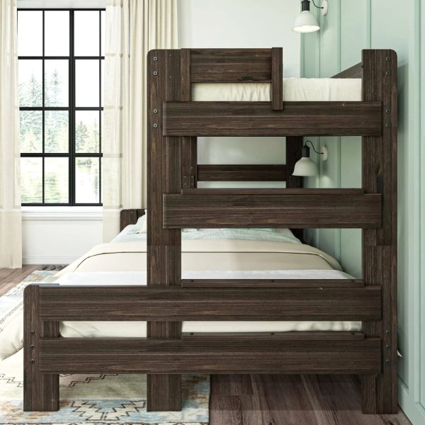 Max and Lily Farmhouse Twin XL Over Queen Bunk Bed - Barnwood Brown - MadeInUSA - Image 11