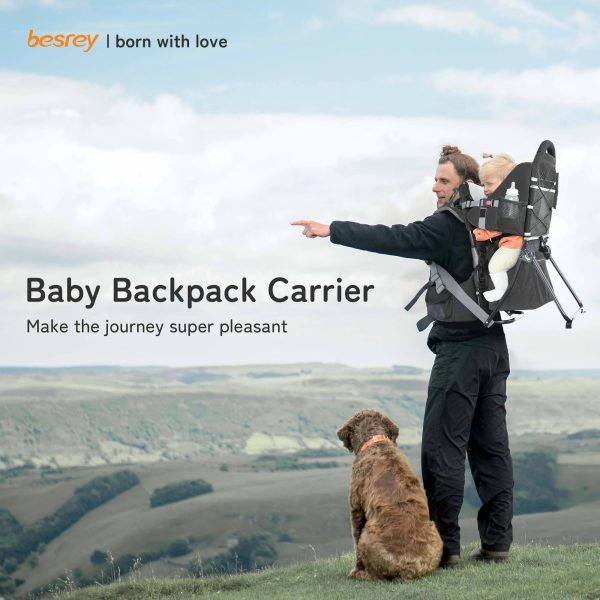 Besrey Baby Hiking Backpack Carrier for Toddlers, Waterproof & Lightweight Outdoor Child Back Frame, Black - MadeInUSA - Image 12