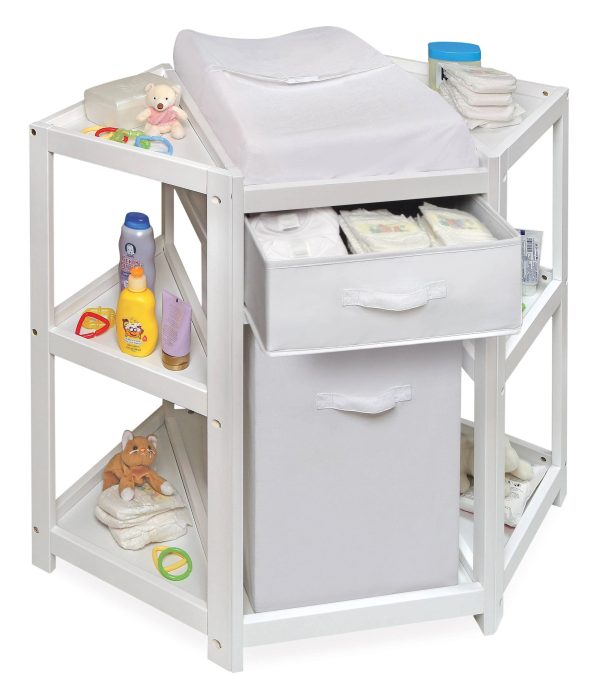 Badger Basket Diaper Corner Baby Changing Table with Hamper and White - MadeInUSA - Image 8