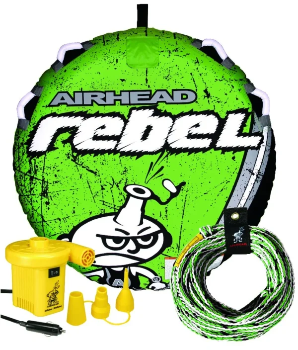 Airhead Rebel Kit | 1 Rider Towable Tube w/Rope & Pump, Multi, One Size (AHRE-12) - MadeInUSA - Image 3