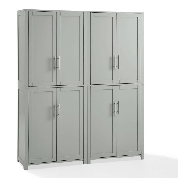 Crosley Furniture Savannah 2pc Pantry Set Gray - 2 Pantries - MadeInUSA