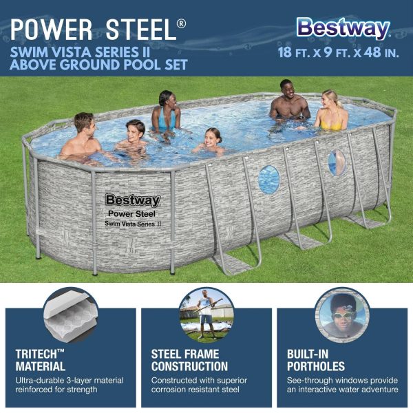 Bestway Power Steel Swim Vista 18' X 9' X 48" Above Ground Swimming - MadeInUSA - Image 5