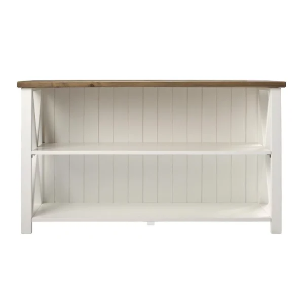 52"Solid Wood Farmhouse Storage Console - White/Reclaimed Barnwood - MadeInUSA - Image 3