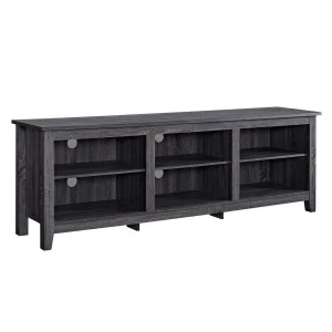 Pemberly Row 70"Simple s Wood Media TV Stand Storage Console - Charcoal - MadeInUSA