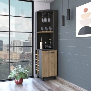 Melia-Teevan Bar with Wine Storage Ebern Designs - MadeInUSA