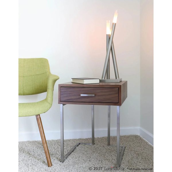Icicle Contemporary Chrome Table Lamp in Brushed Nickel - MadeInUSA - Image 2