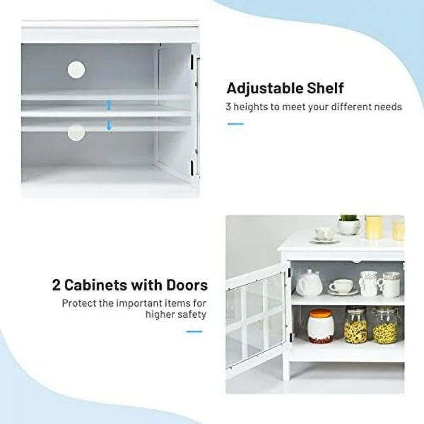 NLTBONNIE TV Stand Cabinet  Modern Wood Large Wide Entertainment Center for TV up to 50"  Living Room Media Console Cabinet Stand with 2 Doors (White) - MadeInUSA - Image 7