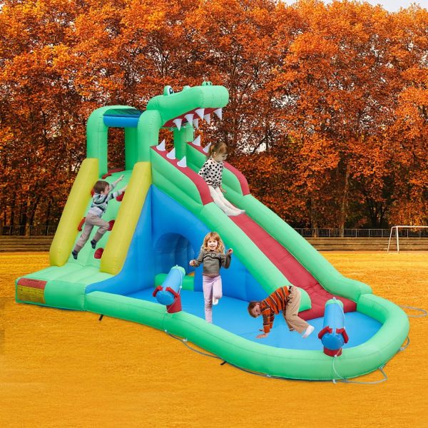 Inflatable Water Slides for Kids - Kinsuite Inflatable Bounce House Water Slide w/Jumping Area Climbing Wall Water Cannon Splash Pool Tunnel Indoor - MadeInUSA - Image 9
