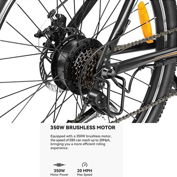 Jasion Electric Mountain Bike for Adults, 26" Tires, 350W Brushless Mo - MadeInUSA - Image 8