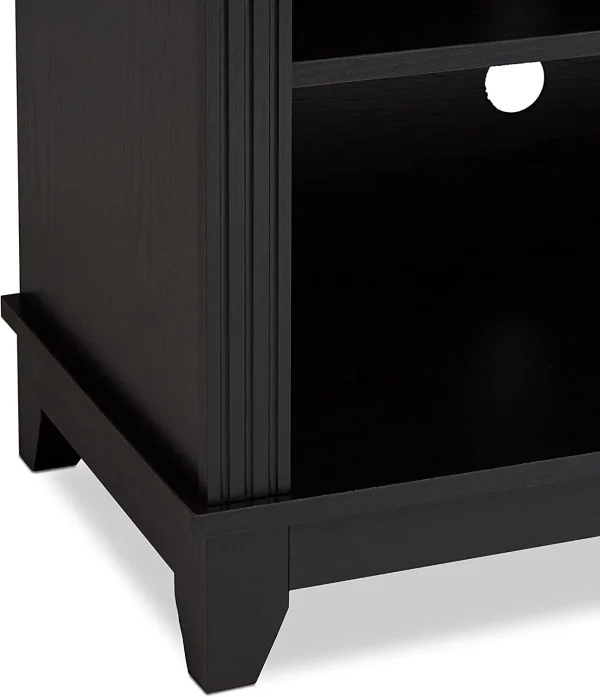 YILAN 58inch TV Stand Media Console for TV’s up to 65 Inches, Home Living Room Storage Console, Entertainment Center with 4 Open Storage Shelves, Modern TV Console Table (Black) - MadeInUSA - Image 4
