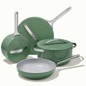 Caraway Non-Stick Ceramic 7 Piece Cookware Set - Sage - MadeInUSA