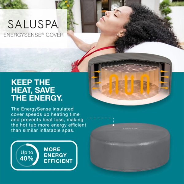 Bestway SaluSpa Cancun Airjet Inflatable Hot Tub with EnergySense Cover, Grey - MadeInUSA - Image 7