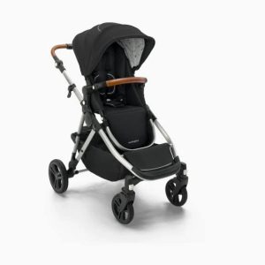 Mockingbird Single-to-Double Stroller 2.0 in Black/Watercolor Canopy/Penny Leather - MadeInUSA