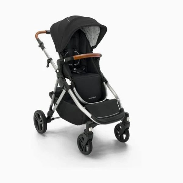 Mockingbird Single-to-Double Stroller 2.0 in Black/Watercolor Canopy/Penny Leather - MadeInUSA