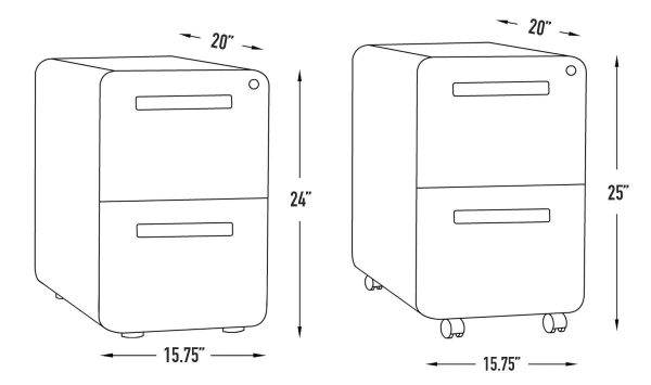 Laura Davidson Furniture Stockpile 2-Drawer Modern Mobile File Cabinet, Commercial-Grade (White) - MadeInUSA - Image 4