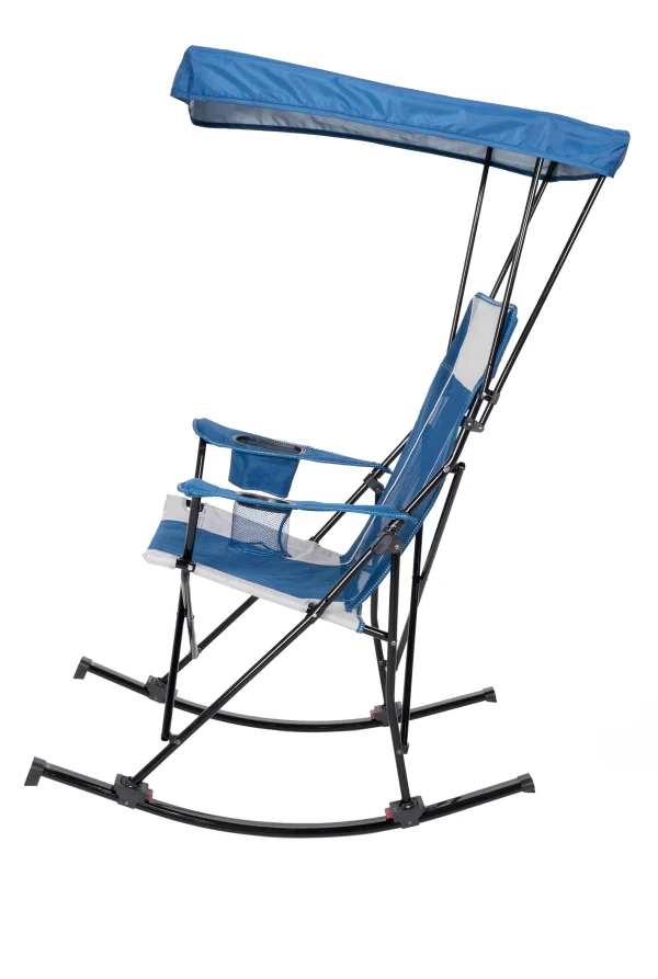 Ozark Trail Mesh Tension Rocking Camp Chair with Canopy, Blue and Grey, Detachable Rockers, Adult - MadeInUSA - Image 3