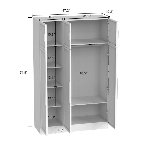 Lighted Modern Glass Door Wardrobe Armoire with Ample Storage - 47.2" Black - MadeInUSA - Image 9
