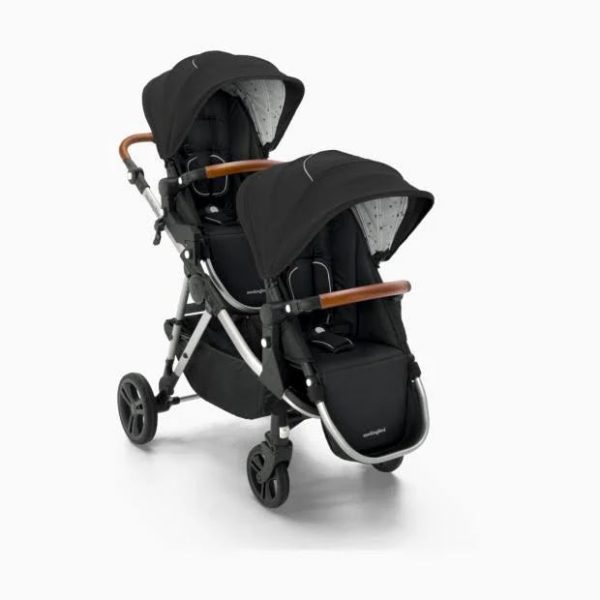 Mockingbird Single-to-Double Stroller 2.0 in Black/Windowpane Canopy/Black Leather - MadeInUSA - Image 10
