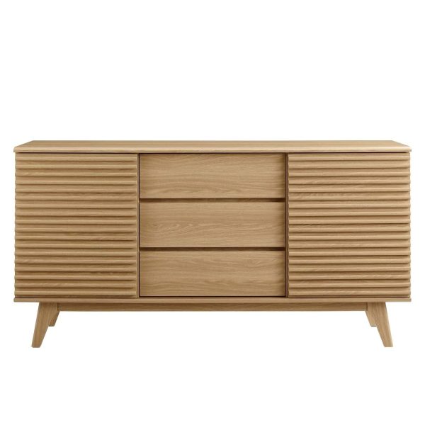 Modway Render 63 inch Sideboard Buffet Table or TV Stand, Oak, Size: 17.5 x 63 x 32.5 - MadeInUSA - Image 2