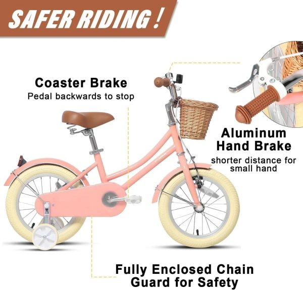 Glerc Little Molly 12 inch Kids Girls Bike for1 2-5 Years Old Child and Toddler, Peach, Size: 12 inch with Training Wheels, Orange - MadeInUSA - Image 5