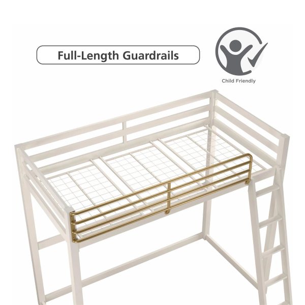 Little Seeds Monarch Hill Haven Twin Metal Platform Loft Bed by Little Seeds Bed Frame Colour: White Wayfair 72"H X 60"W X 79"D Vanities - MadeInUSA - Image 5