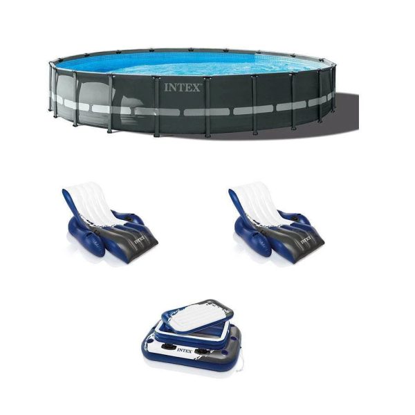 Intex 20ft x 48in Ultra XTR Round Pool Pump Ladder Lounger (2 Pack) & Cooler - MadeInUSA - Image 2