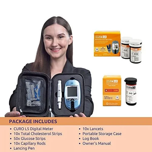CURO L5 Digital Cholesterol Test Kit Home (Device & 10 Total Cholesterol Strips Included) - MadeInUSA - Image 3