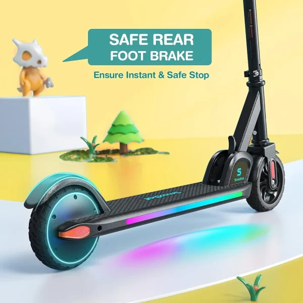 Electric Scooter for Kids, Foldable Scooter with Colourful Rainbow Light and LED Display, Adjustable Speed and Height, Black - MadeInUSA - Image 3