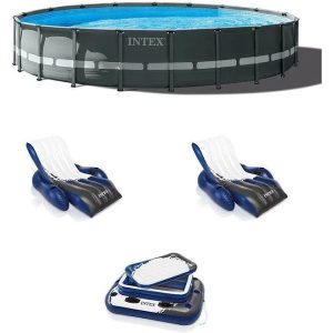 Intex 20ft x 48in Ultra XTR Round Pool Pump Ladder Lounger (2 Pack) & Cooler - MadeInUSA